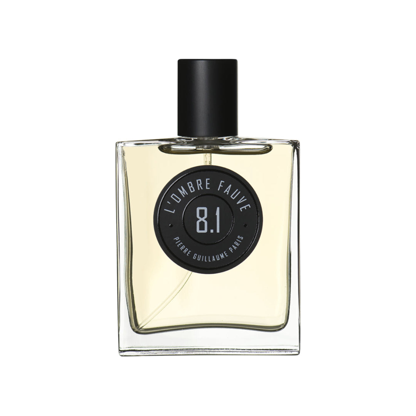 Perfume bottle labeled 'L'Ombre Fauve' with a black cap on a white background